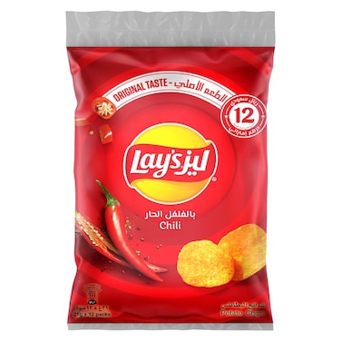 ليز شيبس البطاطس بنكهة الفلفل الحار 21 غرام  حزمة  من 12