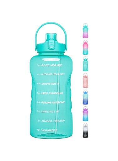 HydroPal 1 Gallon Water Bottles with Straw, 128 oz / 3.8L Water Bottle BPA Free Innovative 2-IN-1 Lid Gym Bottle with Times to Drink Motivational, Large for Sports Fitness Camping Water Jug One Gallon