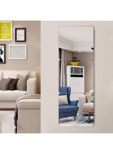 3 Pack Self Adhesive Acrylic Mirror, 12 x 12in Square Large Wall Mirror, Non Glass Plastic Stickers Mirrors for Wall, Full Length Mirror Sheets Wall Mounted, Flexible Mirror Tiles for Dormitory Home