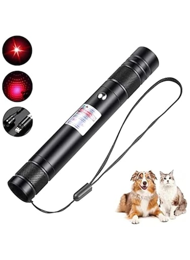 Long Range High Power Tactical Red Dot Light Presentation Pointer for Indoor Teaching/Office Meeting, USB Recharge Outdoor Interactive Cat Toy, Star Cap Adjustable Focus for Night Camping Hiking