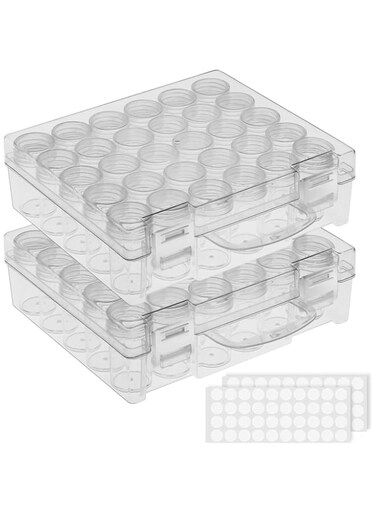 Bead Organizer, Bead Containers, Craft Storage Containers Diamond Painting Storage Containers Bead Storage Containers with Lids Diamond Painting Box Glitter Containers for DIY Art Crafts Nail (2 Pack)