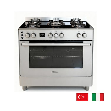 Generalgold 90x60cm Gas Cooker with 5 Italian Sabaf Burners, Wok Burner, Full FFD Safety, Turbo Fan Oven