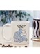 Ceramic Mug with Arabic Calligraphy &amp; Whimsical Blue Creature Design in white