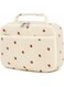 Corduroy Insulated Lunch Bag for Girls, Strawberry Beige School Lunch Tote, with Cooler Compartment