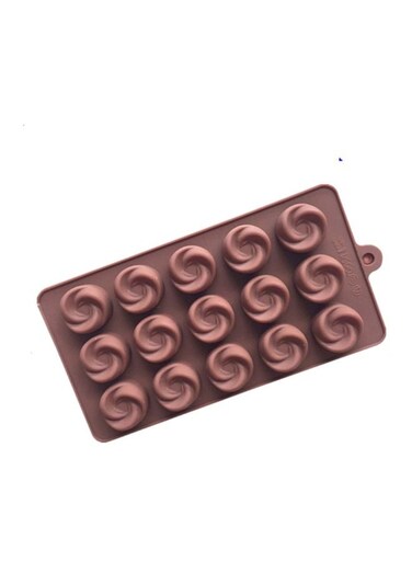 15-Cavity Round Shaped Cake Mould Brown 21x10.5cm