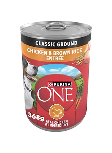 Purina ONE SmartBlend Classic Ground Wet Dog Food Chicken &amp; Brown Rice Entr&eacute;e (368grams Can)