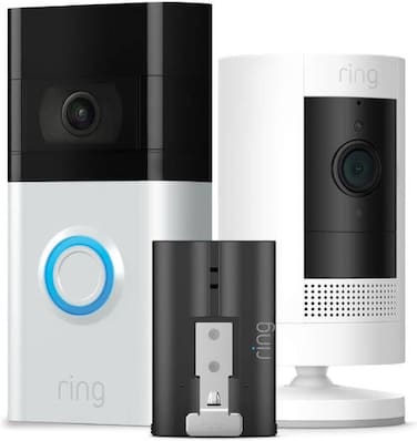 Ring Bundle Video Stick-Up Cam Battery Bundle, 1080p HD Video Doorbell, Colour Night Vision, Privacy Zones, Built-in Motion Sensors, Person Alerts   8VRSLZ-B082-8AB1S7
