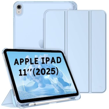 ZOOMEE Case for iPad (A16) 11th Generation 11 Inch (2025), iPad 10th Generation 10.9 Inch (2022) - Ultra Slim Cover with Matte Back Shell Built-in Pencil Holder, Auto Wake Sleep Light Blue
