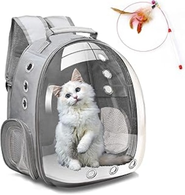 TOMVAES Cat Backpack Carrier Bubble,Pet Carrier Backpack, Airline-Approved, Cats and Puppies Ventilate Transparent Capsule Backpack, Designed for Travel, Walking, Hiking and Outdoor Use(Grey)