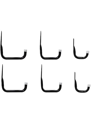 Shepherd Hardware 8088E Heavy Duty Steel Garage Storage/Assorted Utility Hooks, 6 Pack, Black