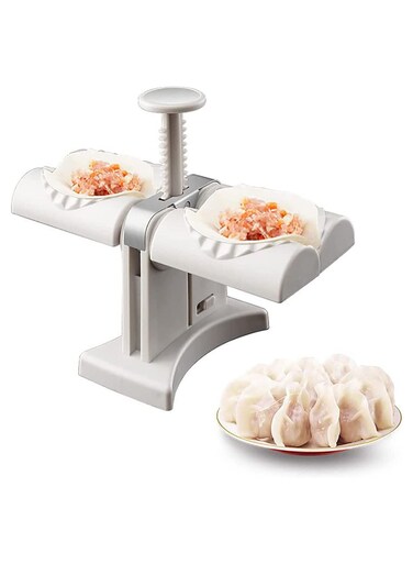 Dumpling Maker,Household Double Head Dumpling Press Machine Mould, Safe Healthy Stainless Steel Kitchen Tool for Dumpling Making, Wrap Two at A Time