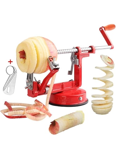 KASTWAVE Apple Peelers, 3 In 1 Stainless Steel Apple Peelers Corer Slicer with Suction Base Spiral Multicolor Peelers Slicer Stainless Steel Hand-cranking Apple Peeler Slicer Peeler