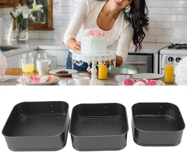 Professional Springform Cake Pan Set &ndash; Leakproof Non-Stick Square Baking Pans for Cheesecake, Brownies, Lasagna &amp; Pizza