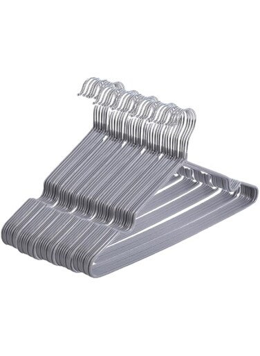 LENDIS 50-Pack Non-Slip Stainless Steel Hangers, Metal Hangers, Slim Space-Saving Design, Sturdy and Durable Hangers for Suits, Coats, Dresses, Jackets, Pants and Various Garments (50 Pack, Grey)