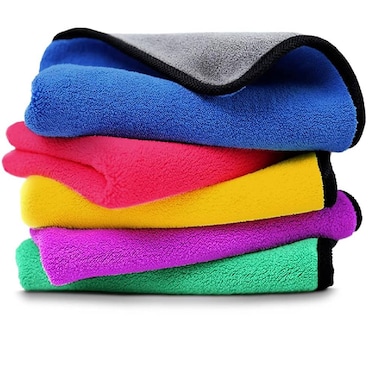 Multicolor Microfiber Cleaning Cloth Towels For Cars And Home - 5 Pack