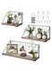 Set of 3 Floating Shelves Wall Mounted,Wood Floating Wall Shelf with Metal Brackets,Storage Shelves for Bathroom Kitchen Living Room Office Bedroom(Black 7.48-15.35 inch)