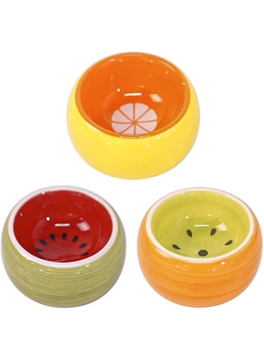 Oasisgalore Hamster Food Bowl, Ceramic - Rabbit Food Dish and Water Bowl for Bunny Guinea Pig Gerbil Ferret Syrian Hamster Chinchilla (3 Pack)
