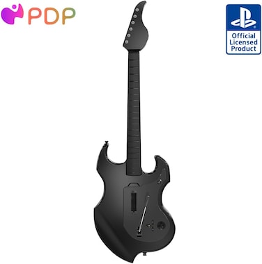 PDP RIFFMASTER Wireless Guitar Controller for PlayStation 5 and PlayStation 4, PS5/PS4, Rock Band 4, Audio Jack, Rechargeable Battery, Officially Licensed by Sony - Black