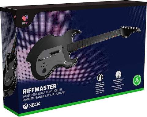 PDP RIFFMASTER Wireless Guitar Controller for Xbox Series X S, Xbox One, Windows 10/11 PC, Rock Band 4, Audio Jack, Rechargeable Battery, Officially Licensed by Microsoft - Black