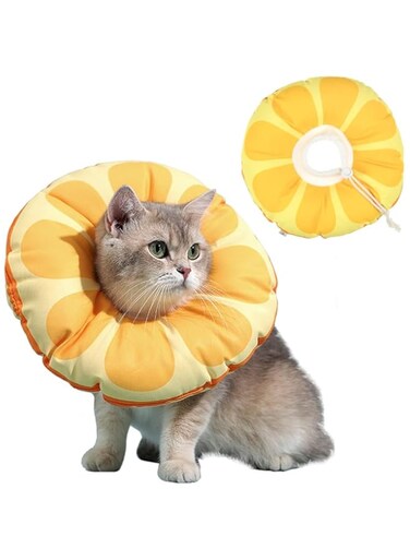 Khazna Adjustable Cat Recovery Collar, Cute Cat Collar, Adjustable Kitten E Collar for Wound Healing Protective Cat Elizabethan Collar After Surgery for Kittens Puppies M