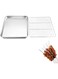 VAODO Baking Sheet with Rack Set, Stainless Steel Baking Pan Tray Cookie Sheet with Cooling rack, 28.5 * 23.3 * 2.2cm, Oven &amp; Dishwasher Safe, Large