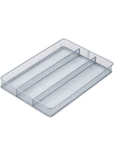 Honey-Can-Do KCH-02157 Steel Mesh 3-Compartment Cutlery Utensil Organizer, Silver