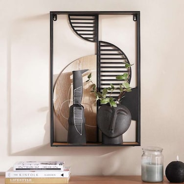 Home Merva Metal Wall Decor with Shelf 34.9x11.4x54.6cm - Black