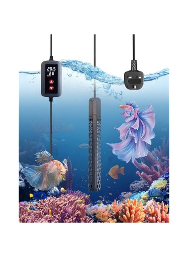 BrightArk 300W Aquarium Heater with External Temperature Controller, Submersible Fish Tank Heater with Large LED Digital Dual Displays, 250L Turtle Tank Heater for Saltwater and Freshwater