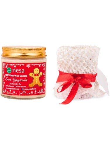 Nesa Christmas Special Premium Scented Candle - Gingerbread Scent   100% Soy Wax   100g   Long-Lasting Aroma   Perfect Holiday Gift   Eco-Friendly   Natural Soy Candle