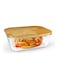 Rectangular Glass Food Container With Bamboo Lid Clear 1050ml