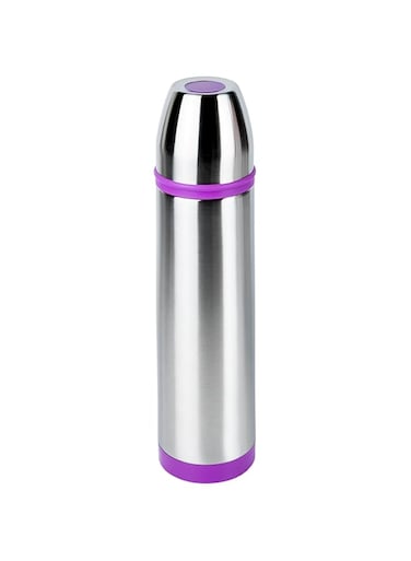 Nessan Vacuum Flask Double Wall With Color Band, Silver/Purple, 500 ML, F-Ev044