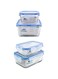 Mondex 2Pcs 400ml/900ml Square Glass Container With Blue lid + 2 Pieces Food Storage Container With Lid Blue 350 Ml/700 Ml, Rectangle