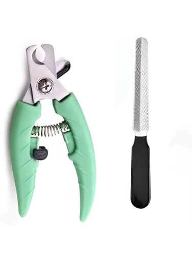 Abkpoint Stainless steel cat and dog nail clipper, with nail file, professional pet nail clipper with protective guard and safety lock, ideal for puppies and kittens