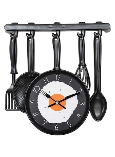 Muellery Kitchen Decorative Frying Pan Wall Mounted Clock with Fried Egg for Dinning Hall Restaurant Caf&eacute; TPCA54336-P