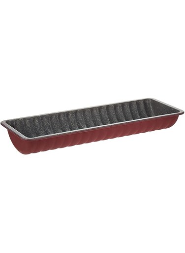 Tognana Porcellane W444132GGBo Pound Cake Mould 1Pc (S) Molde (Pound Mould, Rectangular, Fluted Surface, Grey, Red, Carbon Steel, Italy)