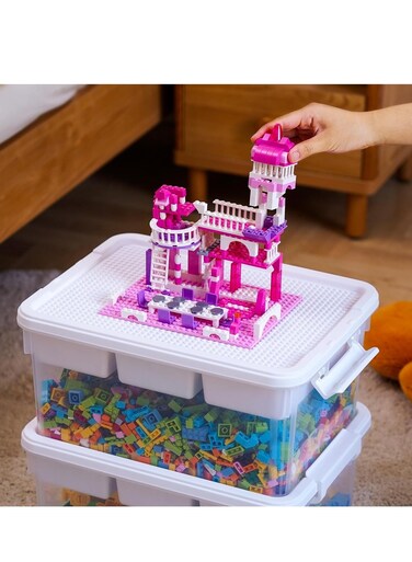 17 QT Plastic Storage Box with Removable Tray Craft Organizers and Storage Clear Storage Container for Organizing Bead, Tool, Sewing, Playdoh