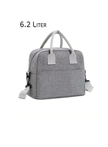 Insulated Lunch Box Bag - for Office, School, Work &amp; Travel &acirc;&euro;&ldquo; Oxford Thermal Cooler Tote with Handle &amp; 110 cm Strap &acirc;&euro;&ldquo; Zippered Food Storage Box with Front Pocket &acirc;&euro;&ldquo; Compact, Reusable &amp; Lightweight &acirc;&euro;&ldquo; Size 24x13x20 cm &acirc;&euro;&ldquo; 6.2L Capacity