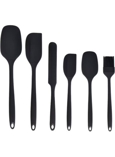 Silicone Spatula Set, 6 Pieces Food Grade Kitchen Utensils with Silicone Brush Heat Resistant BPA-free Rubber Spatula for Scraping, Baking, Cooking, Mixing