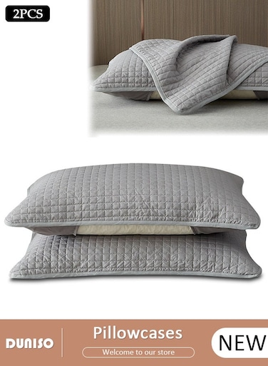 Waterproof Pillowcase Soft Breathable Pillow Protectors Pillow Cases Machine Washable Pillow Encasment for Bedroom Home Hotel,Grey(48*74CM)