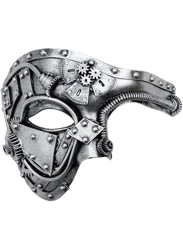 Ubauta Steampunk Metal Cyborg Venetian Mask, Masquerade Mask For Halloween Costume Party/Phantom Of The Opera/Mardi Gras Ball