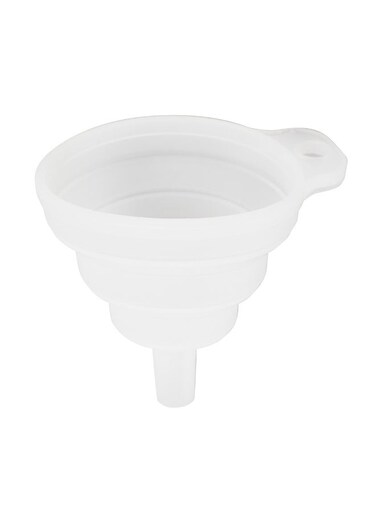 Met Lux 1.5 Ounce Collapsible Funnels, Set Of 5 Folding Kitchen Funnels - Durable, For Liquid And Powder Transfer, White Silicone Water Bottle Funnels, Fill Jars Or Bottles,