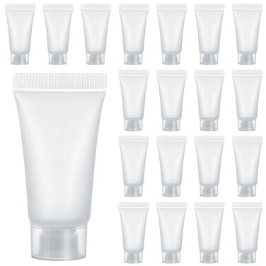 Alrhso 5ml Refillable Empty Tubes Bottles 20 Pcs Squeezable Sample Containers Translucent Surface Travel Sample Bottles for Toothpaste, Shampoo, Facial Cleanser, Lotion, Hand Cream