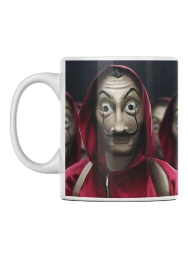 Cartoon Face Printed Ceramic Mug Red/Black/White