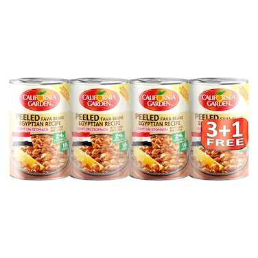 California Garden Egyptian Recipe Peeled Fava Beans with Cumin and Lemon, 450g Pack of 4