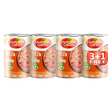 California Garden Peeled Fava Beans with Chili, 450g Pack of 4