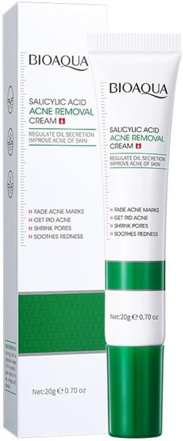 BIOAQUA Salicylic Acid Acne Removal Cream Oil Control for Pimples, Acne Marks, Redness, Shrinks Pores, Anti-Blemish, Anti-Inflammation for Pure Skin Face Care Acne Treatment Scar Removal Cream