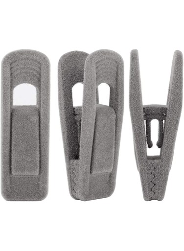 Corodo Velvet Hangers Clips 20 Pack, Grey Pants Hangers Velvet Clips, Strong Finger Clips Perfect for Thin Velvet Hangers (Grey)