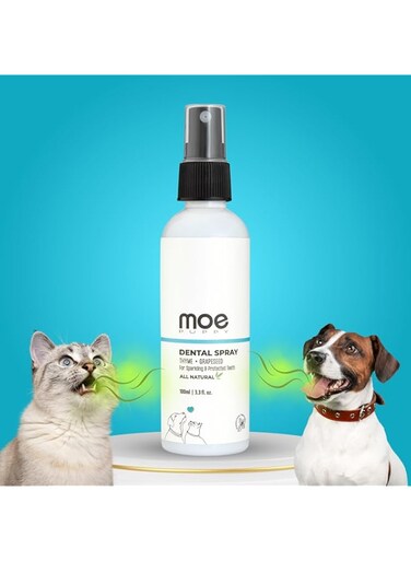 Moe Puppy Dental Spray for Pets - All-Natural Oral Care with Aloe Vera, Grapeseed, Thyme &amp; Lemon Extracts (100 ML)