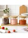 Spice Jars with Wooden Spoons &amp; Lids, 300ml Seasoning Containers with Base, Clear Sugar Bowl, Classic Style Salt Container for Salt Sugar Pepper Coffee