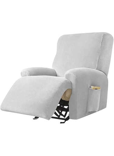 ZGDDPZA Couch Cover 1/2/3 Seater Recliner Sofa Slipcover Velvet Plush Stylish Luxury Elastic Soft Washable Furniture Protector for Pet Kids (Color : Light grey, Size : 1 seater)